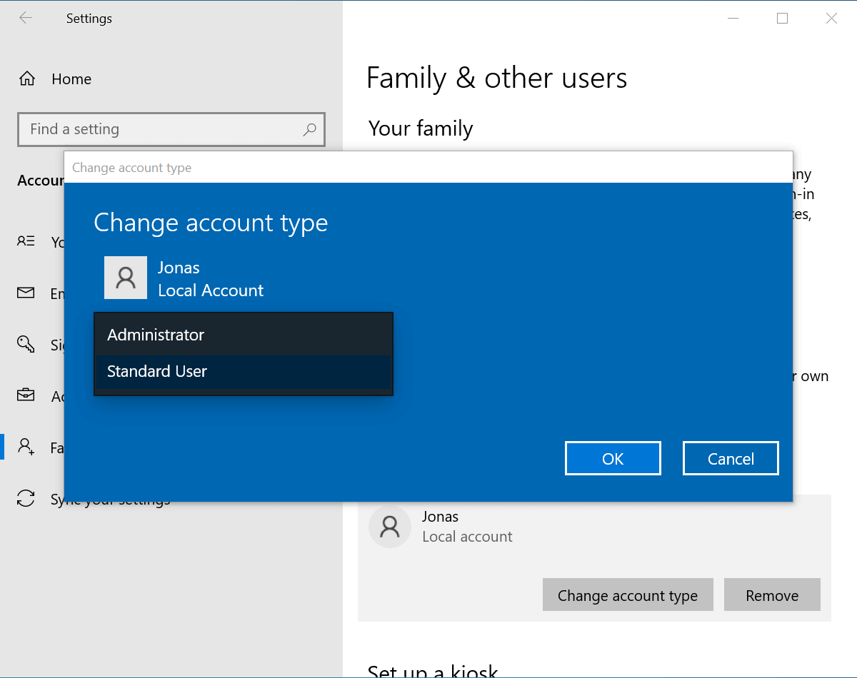 Windows 10 vartotojų sukūrimas