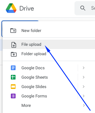 Google Docs ofisas kaip įkelti failus