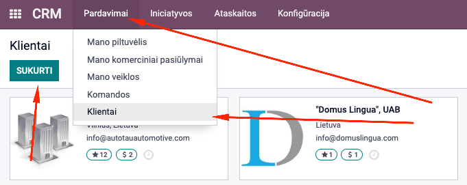 CRM klientų valdymas įvedimas į klientų valdymo sistemą