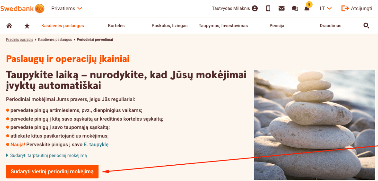 Periodinis mokėjimas swedbank