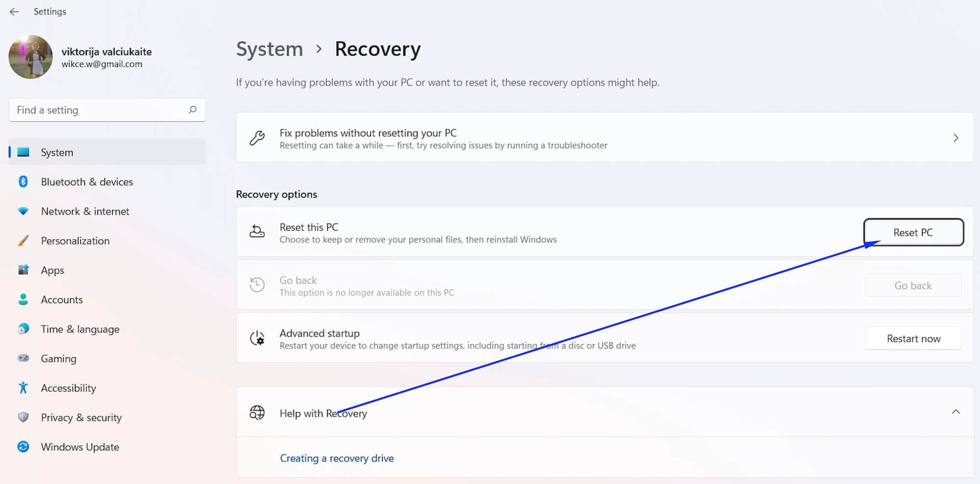 Windows Reset PC kaip atlikti