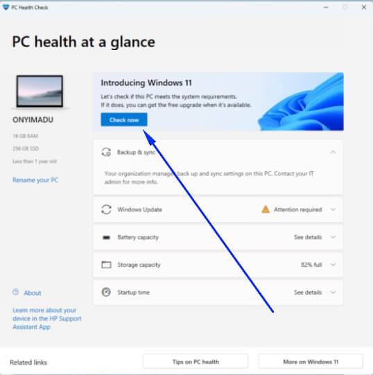 Windows 11 pc health programa